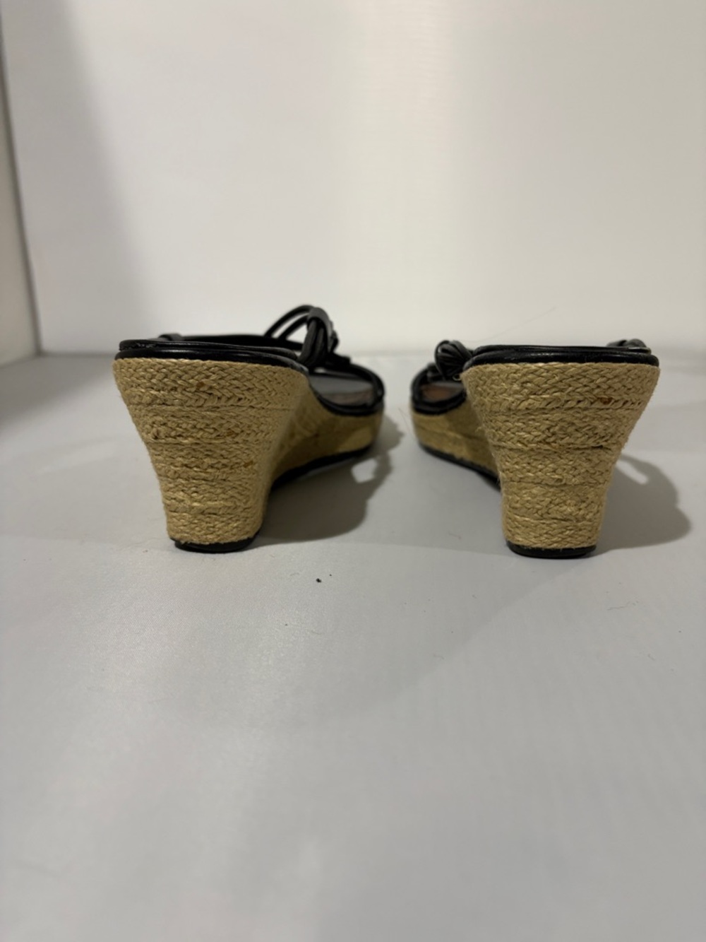 Artisan Black Strappy Wedge Sandals - Espadrille Detail - Picture 4 of 6